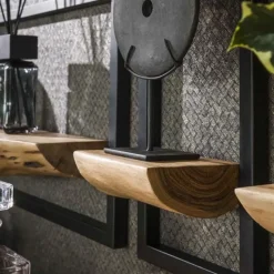 Hoyz Collection - Wandschap Set Edge - Massief Acacia Naturel - Set van 5