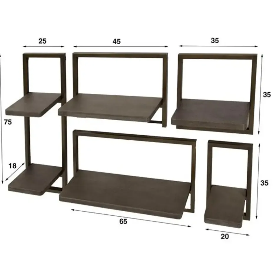 Hoyz Collection - Wandschap Ferro - Brons Antiek - Set van 5