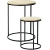 H&S Bijzettafeltjes set 2x - zwart/naturel - D40 x H50/D30 x H40 cm