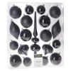 H&S Kerstballen met piek - 19st - kunststof - zwart - 6-8-13 cm