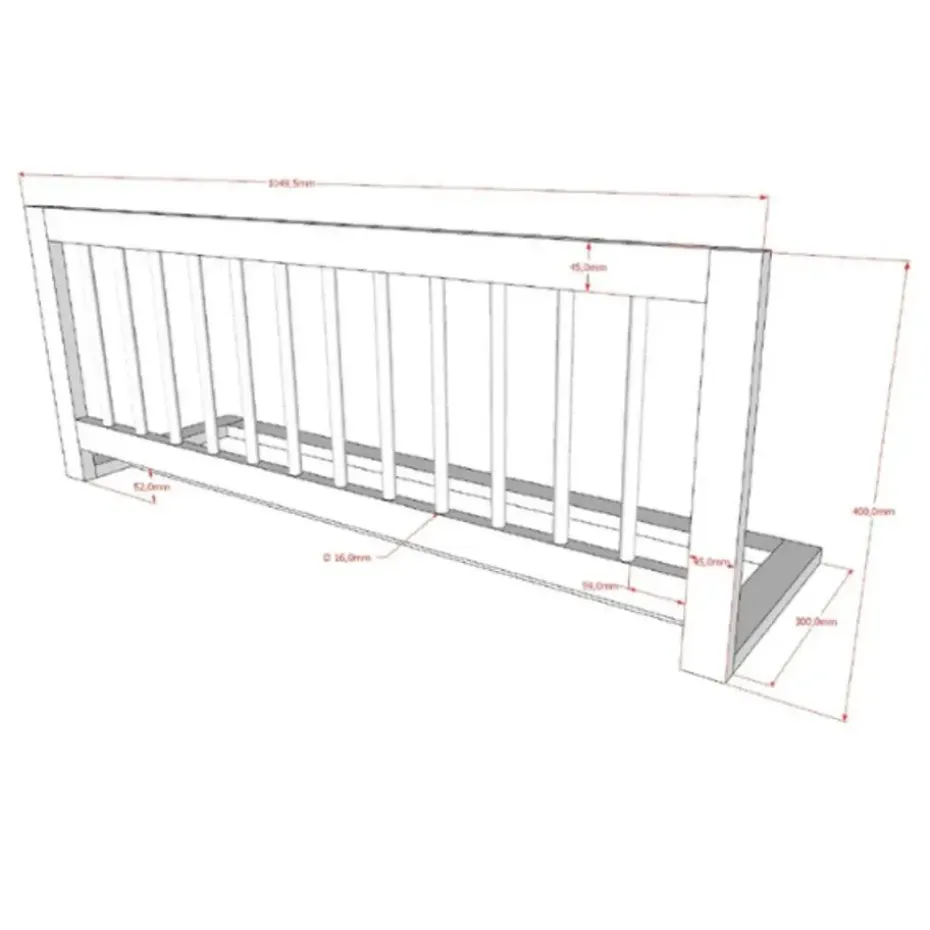 Huisbed Forrest 90x200cm met bedhekje en bedlade - wit beukenhout