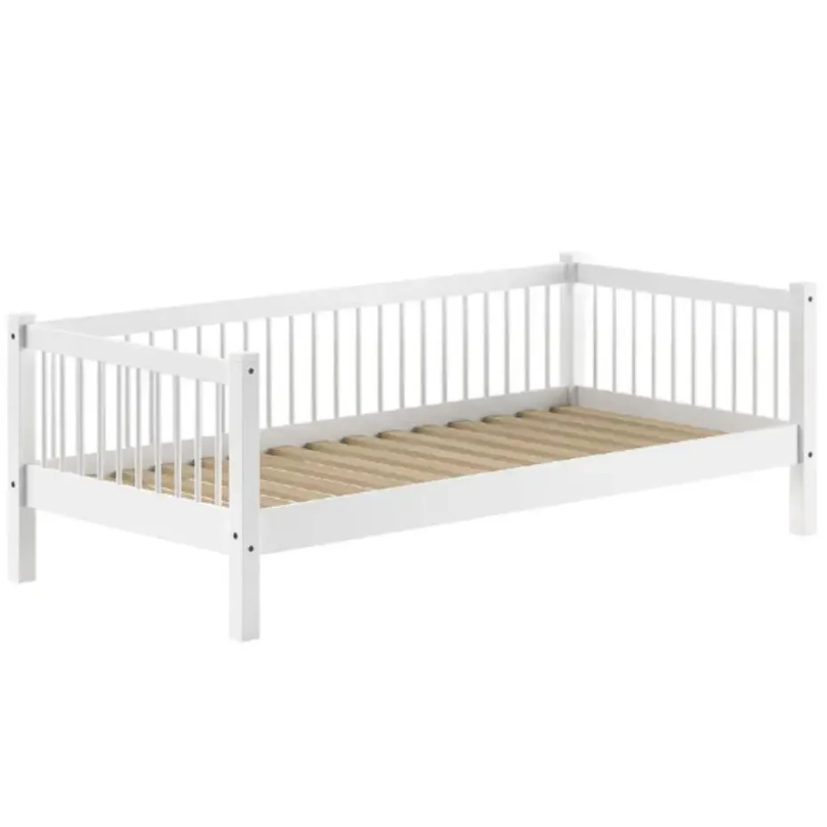 Huisbed Forrest 90x200cm met bedhekje en bedlade - wit beukenhout