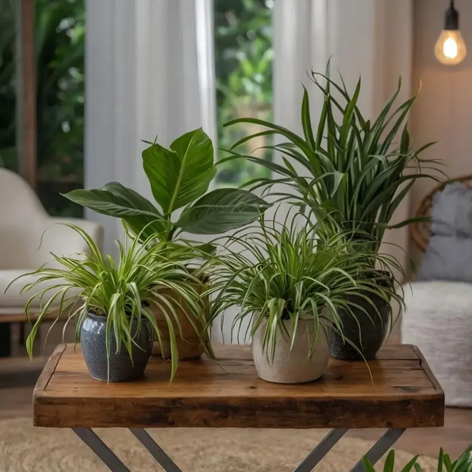 Huisdiervriendelijke planten - Set van 4 - Kamerplanten - Hoogte 25-40cm - ⌀12cm