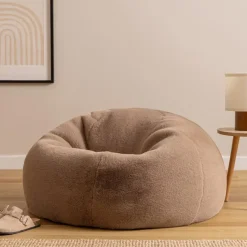 icon - Kingston Zitzak Fauteuil - Fluffy Pluche Imitatiebont - Mocha