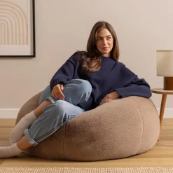 icon - Kingston Zitzak Fauteuil - Fluffy Pluche Imitatiebont - Mocha