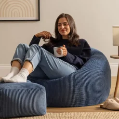 icon Zitzak en Poef Kingston - Corduroy Zitzak - Denimblauw