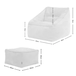 icon Zitzak en Poef Natalia - Chenille Zitzak Fauteuil - Saliegroen