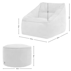 icon Zitzak en XL Poef Natalia - Chenille Zitzak Fauteuil - Beige
