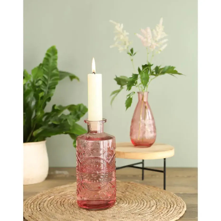 Ideas4seasons Flesvaas Berlin - glas - lichtroze - D9 x H21 cm