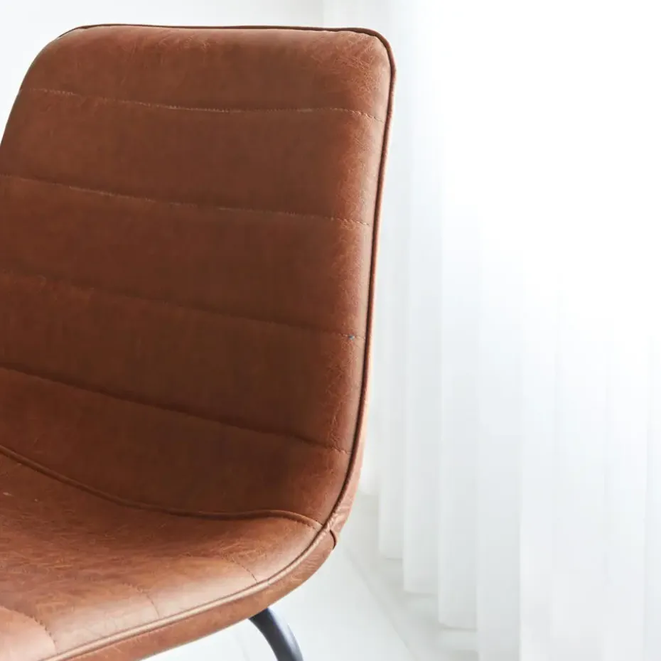 Industriële barkruk Mark cognac - Zithoogte 65 cm - Kunstleder - Bruin
