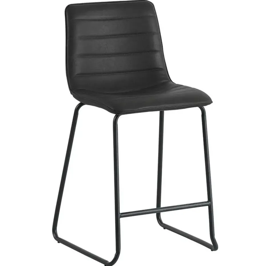 Industriële barkruk Mark zwart - Zithoogte 65 cm - Kunstleder - Zwart