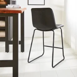 Industriële barkruk Mark zwart - Zithoogte 65 cm - Kunstleder - Zwart