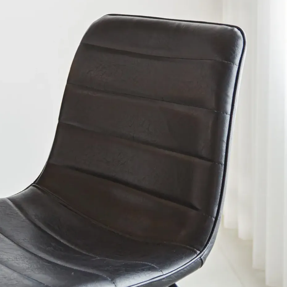 Industriële barkruk Mark zwart - Zithoogte 65 cm - Kunstleder - Zwart