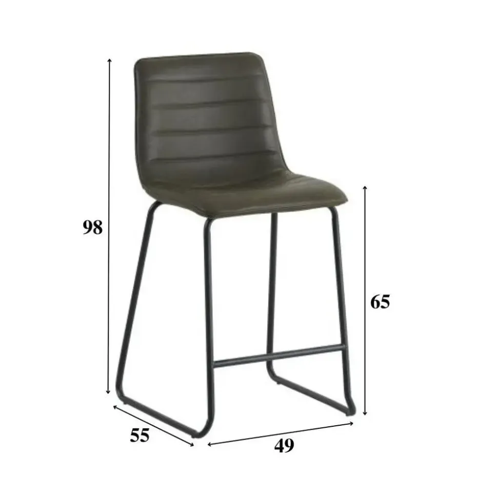 Industriële barkruk Mark zwart - Zithoogte 65 cm - Kunstleder - Zwart