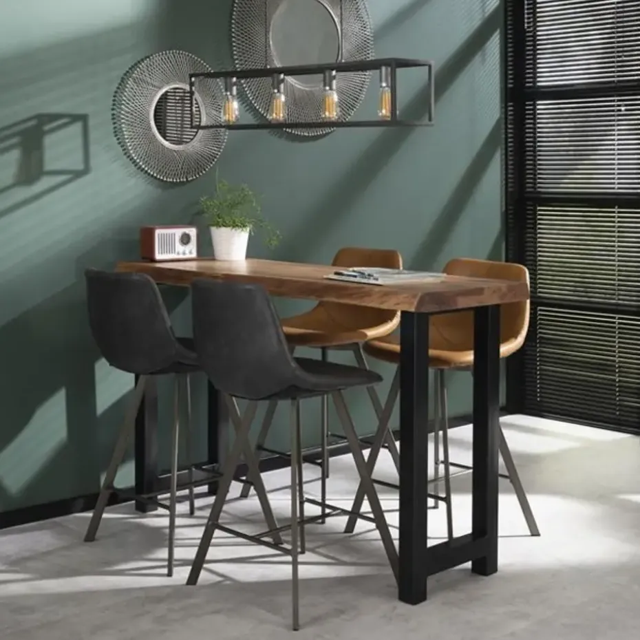 Industriële bartafel boomstam acaciahout Vince 150 cm - Hout - Bruin