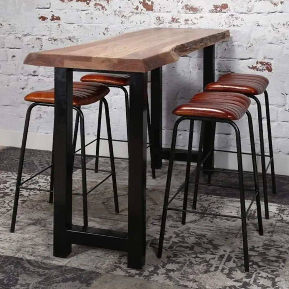 Industriële bartafel boomstam acaciahout Vince 150 cm - Hout - Bruin