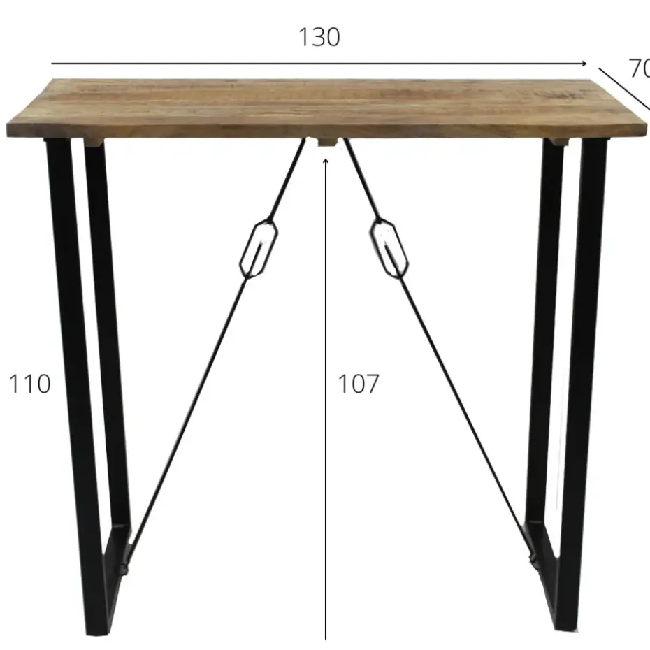 Industriële bartafel Vegas 130x70x110 cm Mangohout - Mangohout - Bruin