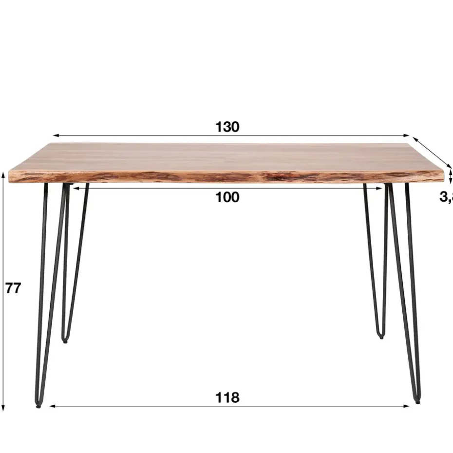 Industriële eettafel acaciahout Novi 130x70 cm - Hout - Bruin