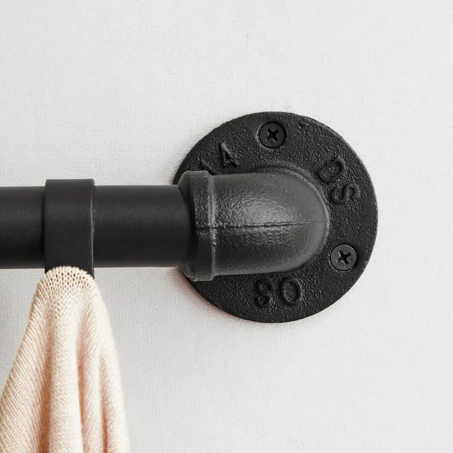 Industriële Kapstok met 8 Haken, Kledingstang, Ophang Rail - Metaal - Zwart