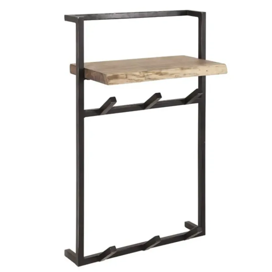 Industriële kapstok Naomi acaciahout metaal - 30x51x80 cm - Hout - Bruin