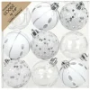 Inge Christmas Goodz kerstballen 9x - 6 cm -kunststof -zilver/wit