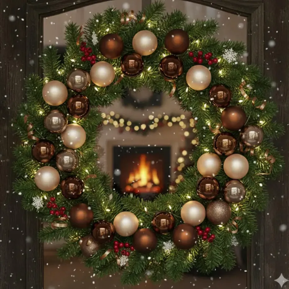 Inge Christmas kleine kerstballen - 36x st - bruin - 4 cm - glas