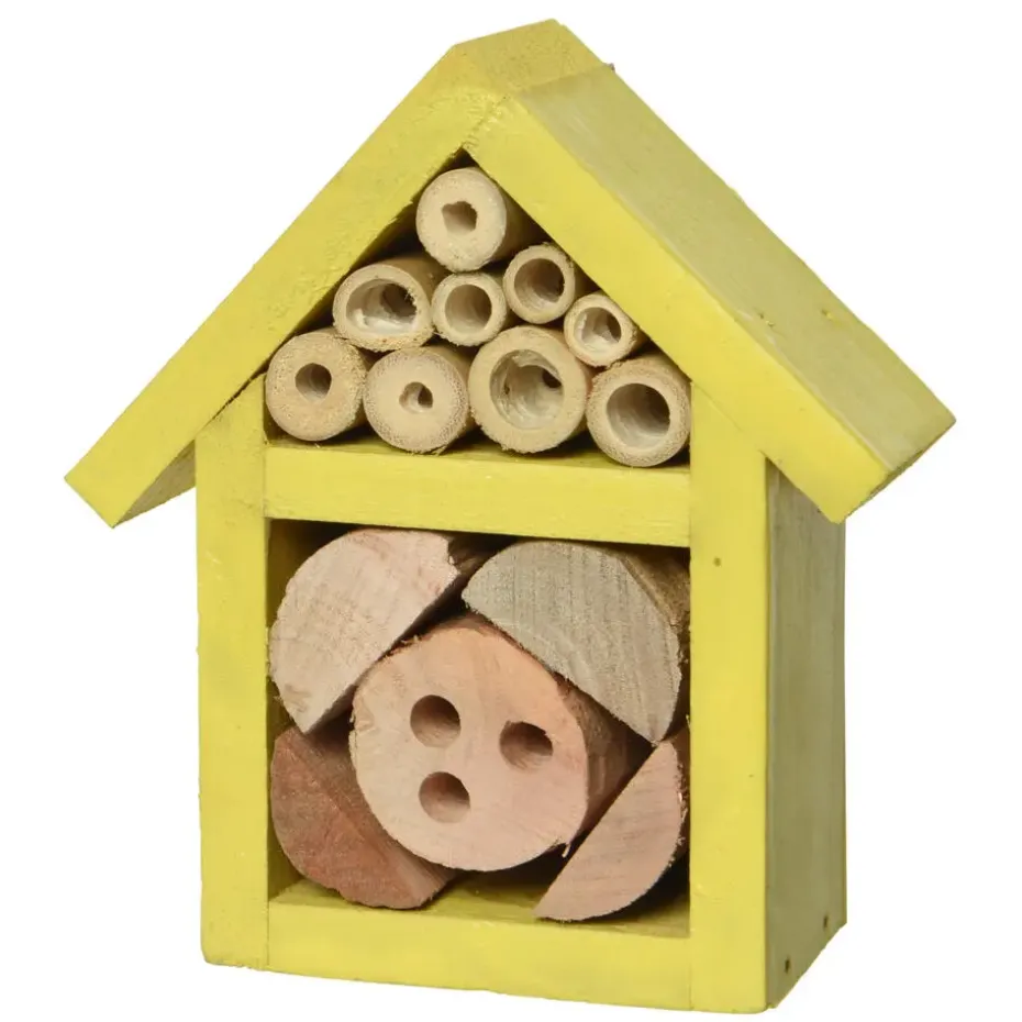 Insectenhotel - geel - vurenhout - 11 cm