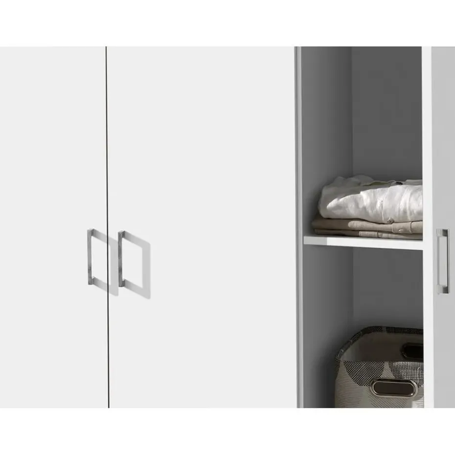 Interiax Kledingkast 'Amelie' - Wit - 3 Deurs - 180x120x54 cm