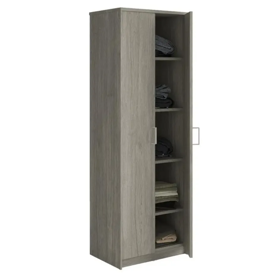 Interiax Kledingkast 'Amelie' - Grijze Eik - 2 Deurs - 180x60x40 cm