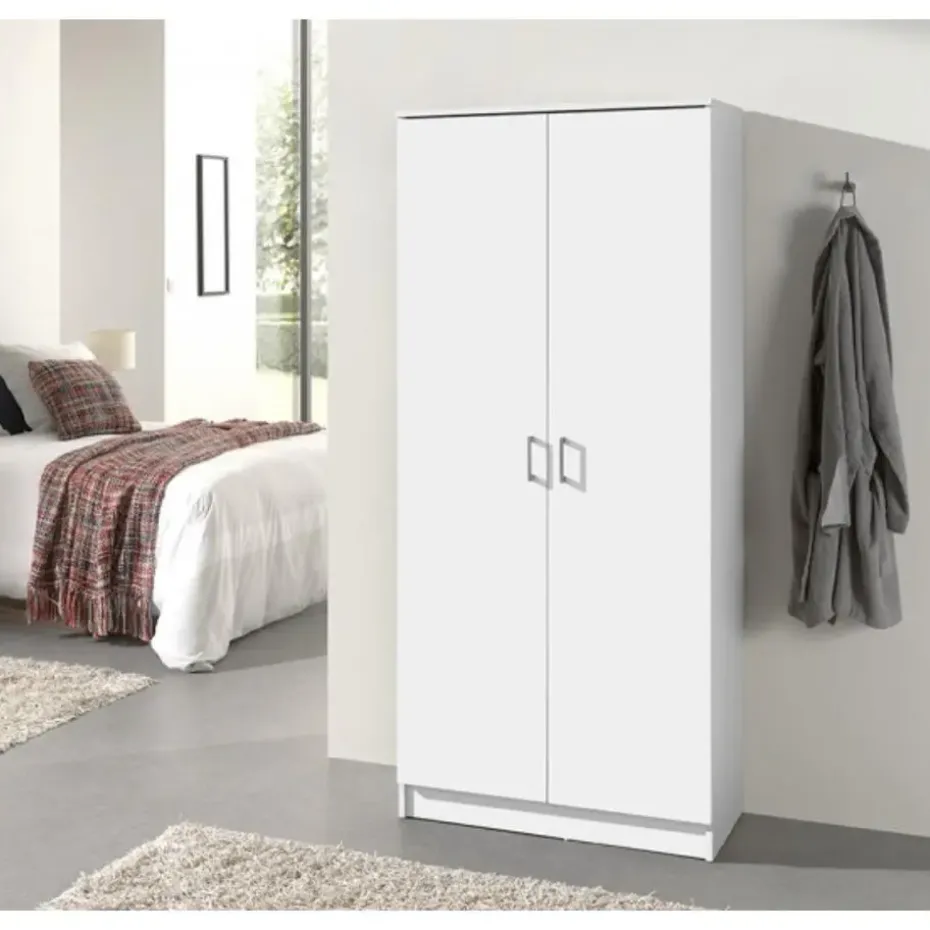 Interiax Kledingkast 'Amelie' - Wit - 2 Deurs - 180x80x40 cm