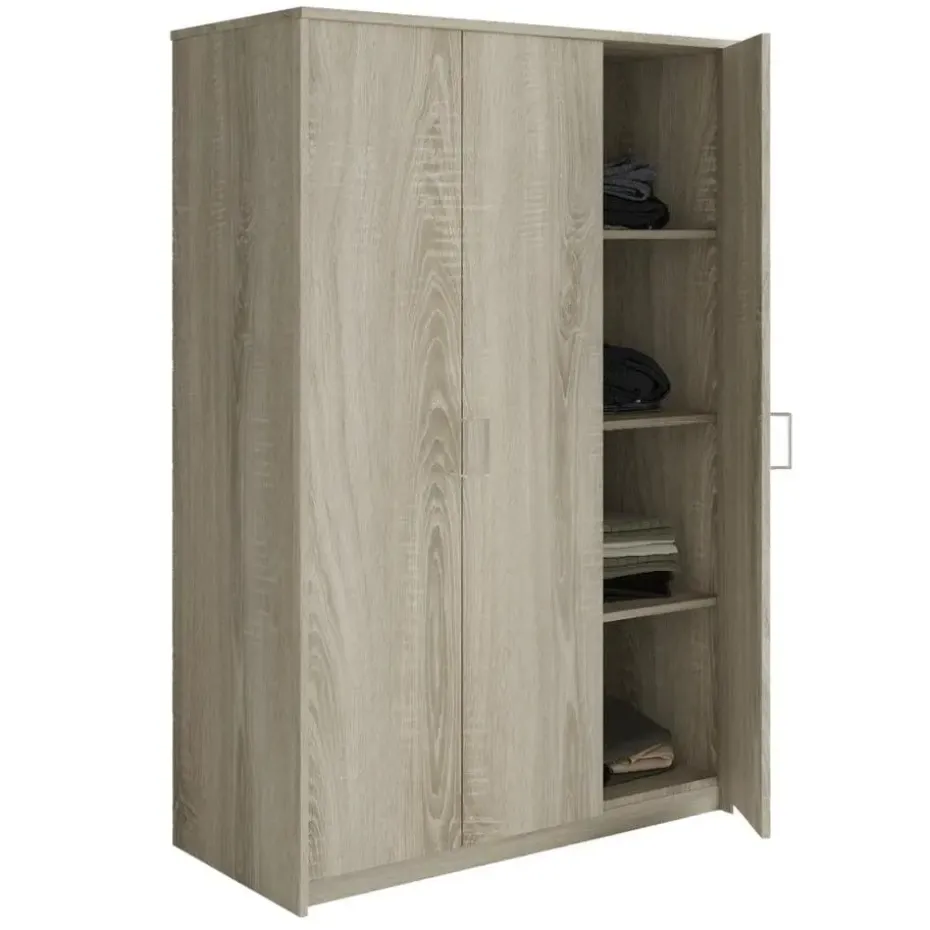 Interiax Kledingkast 'Amelie' - Sonoma Eik - 3 Deurs - 180x120x54 cm