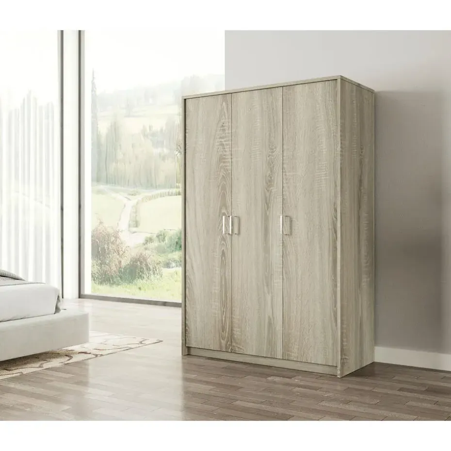 Interiax Kledingkast 'Amelie' - Sonoma Eik - 3 Deurs - 180x120x54 cm