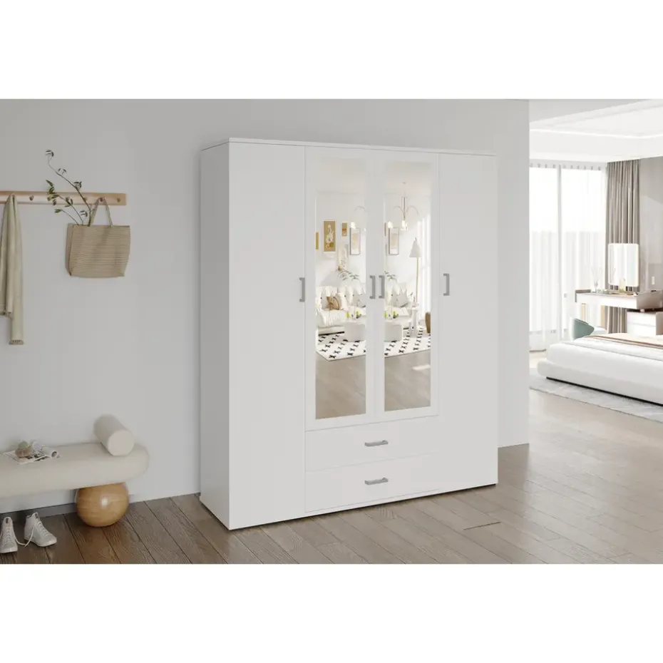 Interiax Kledingkast 'Lena' - Sonoma Eik - 4 Deurs - 185x160x52cm