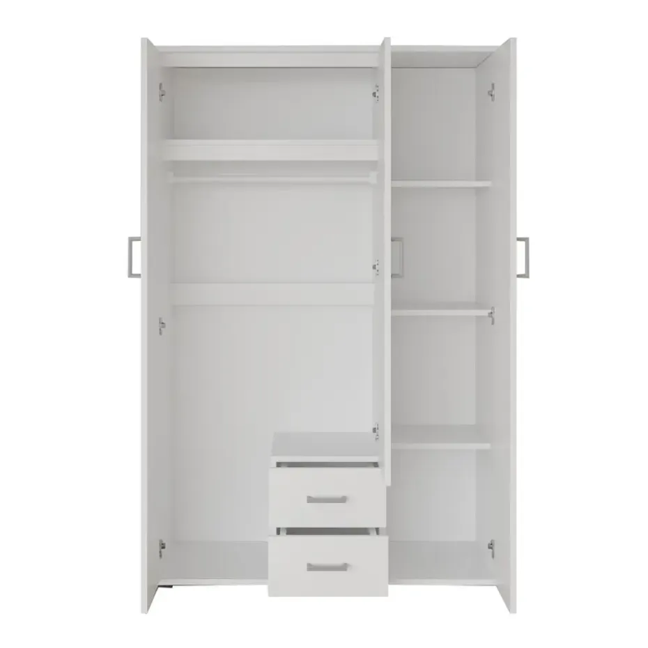 Interiax Kledingkast 'Lena' - Wit - 3 Deurs - 185x120x52cm