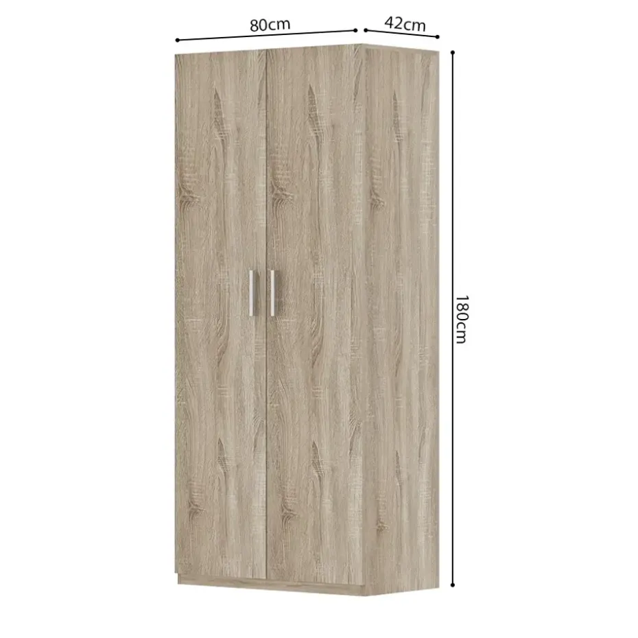 Interiax Kledingkast 'Mila' - Sonoma Eik - 2 Deurs - 180x80x42 cm