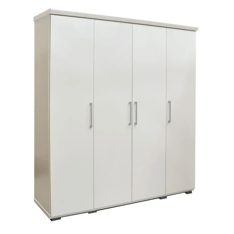 Interiax Kledingkast 'Mila' - Wit - 4 Deurs - 183x120x52cm