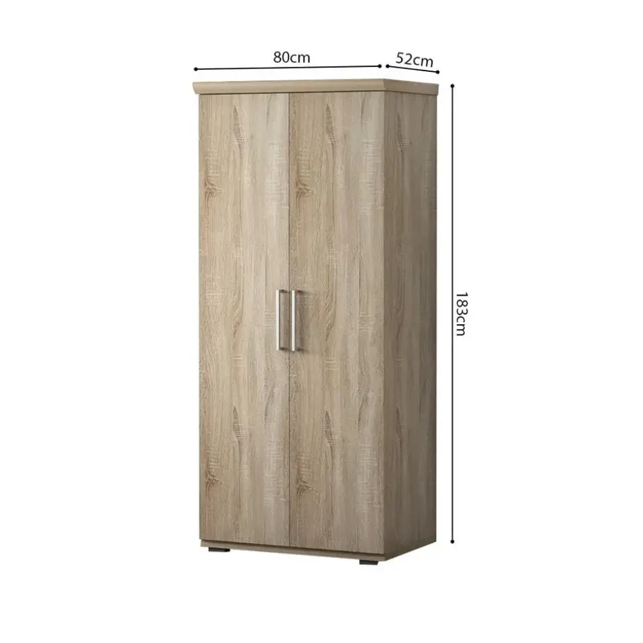 Interiax Kledingkast 'Mila' - Sonoma Eik - 2 Deurs - 183x80x52cm