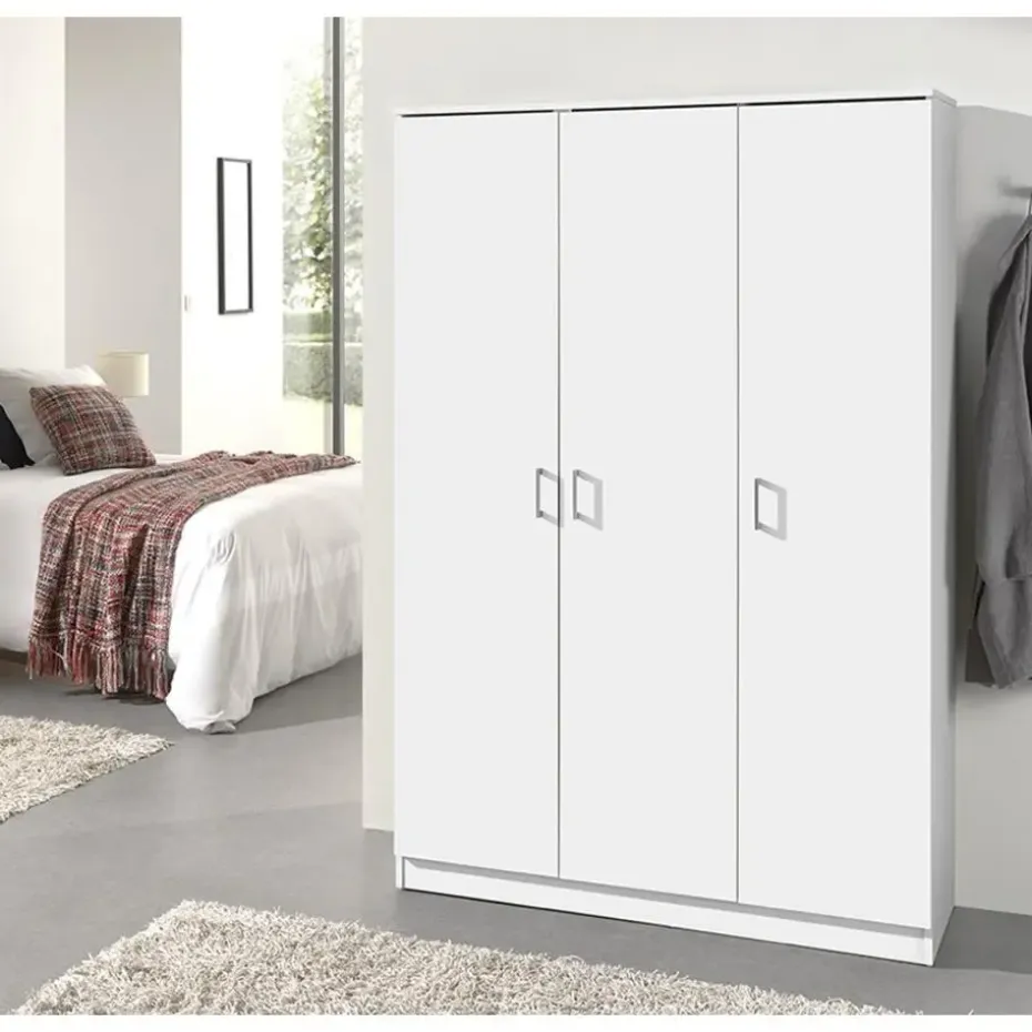 Interiax Opbergkast - Kledingkast 'Amelie' - Wit - 3 Deurs - 180x120x40cm