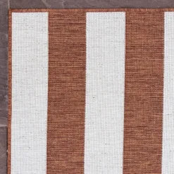Interieur05 Buitenkleed Stripes roest/wit dubbelzijdig - 290 x 200 cm