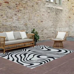 Interieur05 Buitenkleed Swirl Zwart - 340 x 240 cm