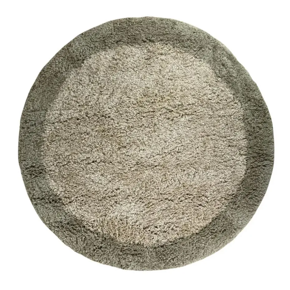 Interieur05 hoogpolig vloerkleed polyester Pilo groen/beige - 240 x 240 cm