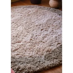 Interieur05 hoogpolig vloerkleed polyester Pilo groen/beige - 240 x 240 cm