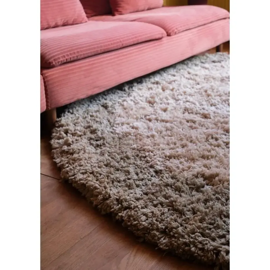 Interieur05 hoogpolig vloerkleed polyester Pilo groen/beige - 240 x 240 cm