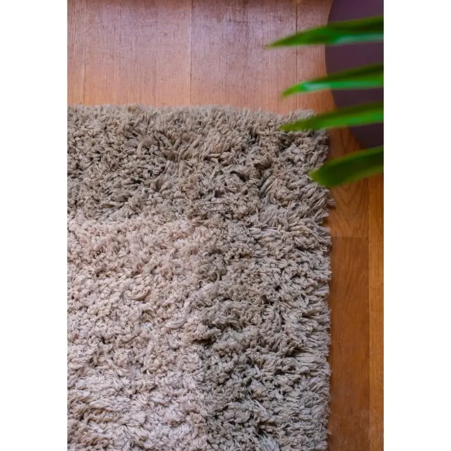 Interieur05 hoogpolig vloerkleed polyester Pilo groen/beige - 340 x 240 cm