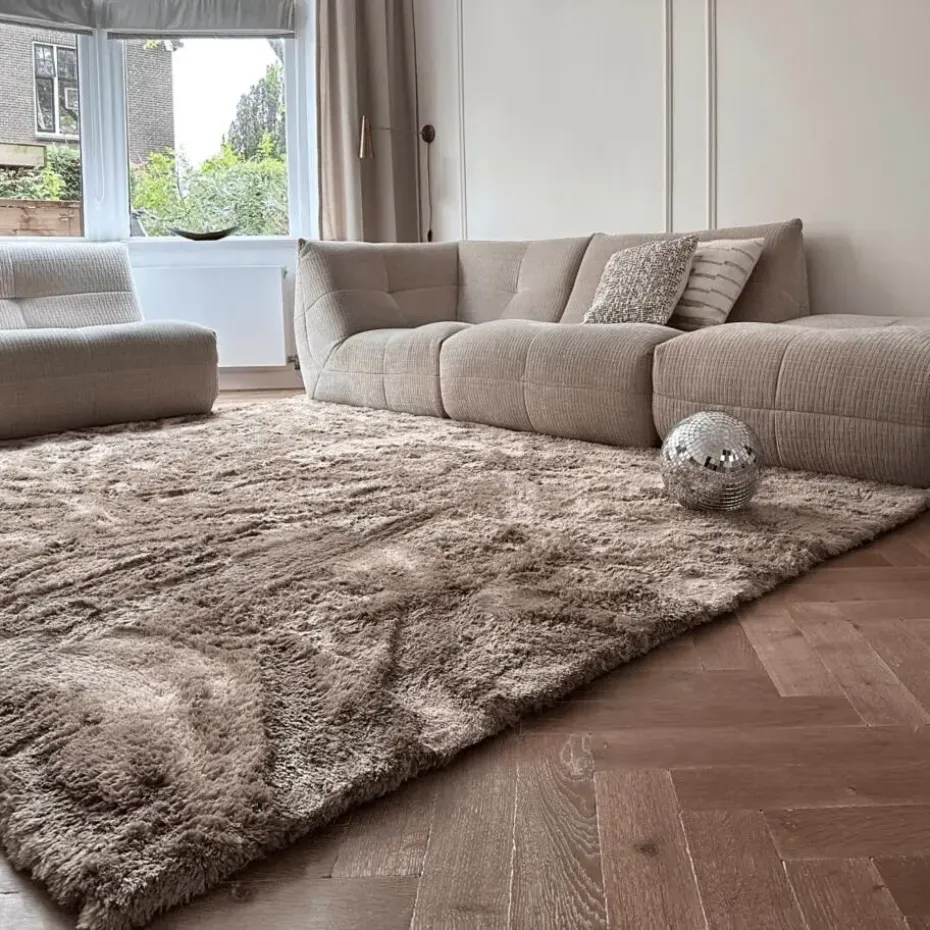 Interieur05 Hoogpolig vloerkleed Odelia Bruin/taupe - 80 x 150 cm