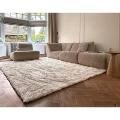 Interieur05 Hoogpolig vloerkleed Odelia beige/wit - 160 x 230 cm
