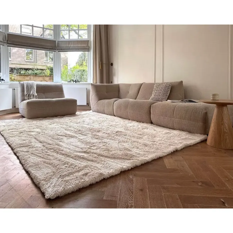 Interieur05 Hoogpolig vloerkleed Odelia beige/wit - 240 x 330 cm