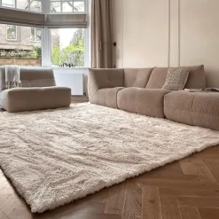 Interieur05 Hoogpolig vloerkleed Odelia beige/wit - 240 x 330 cm