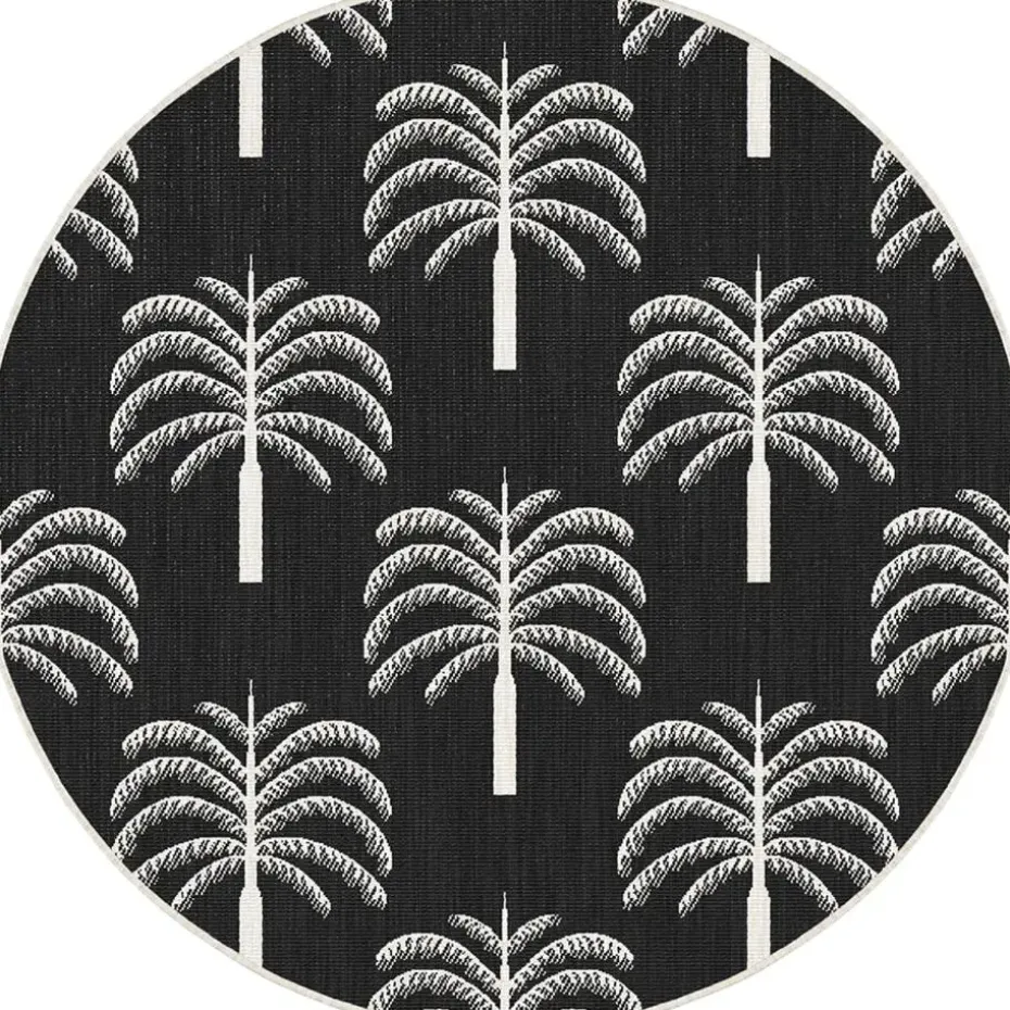 Interieur05 rond buitenkleed zwart/wit Oase - 240 x 240 cm