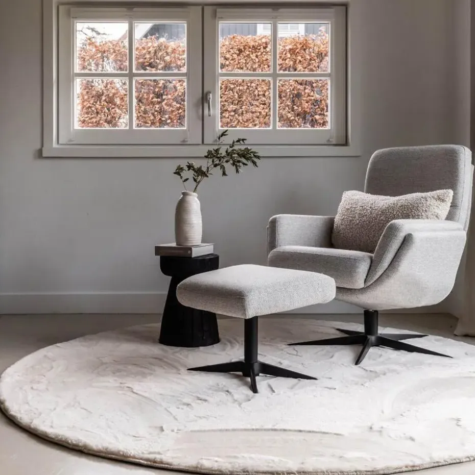 Interieur05 Rond Hoogpolig Vloerkleed Lux Creme - 200 x 200 cm
